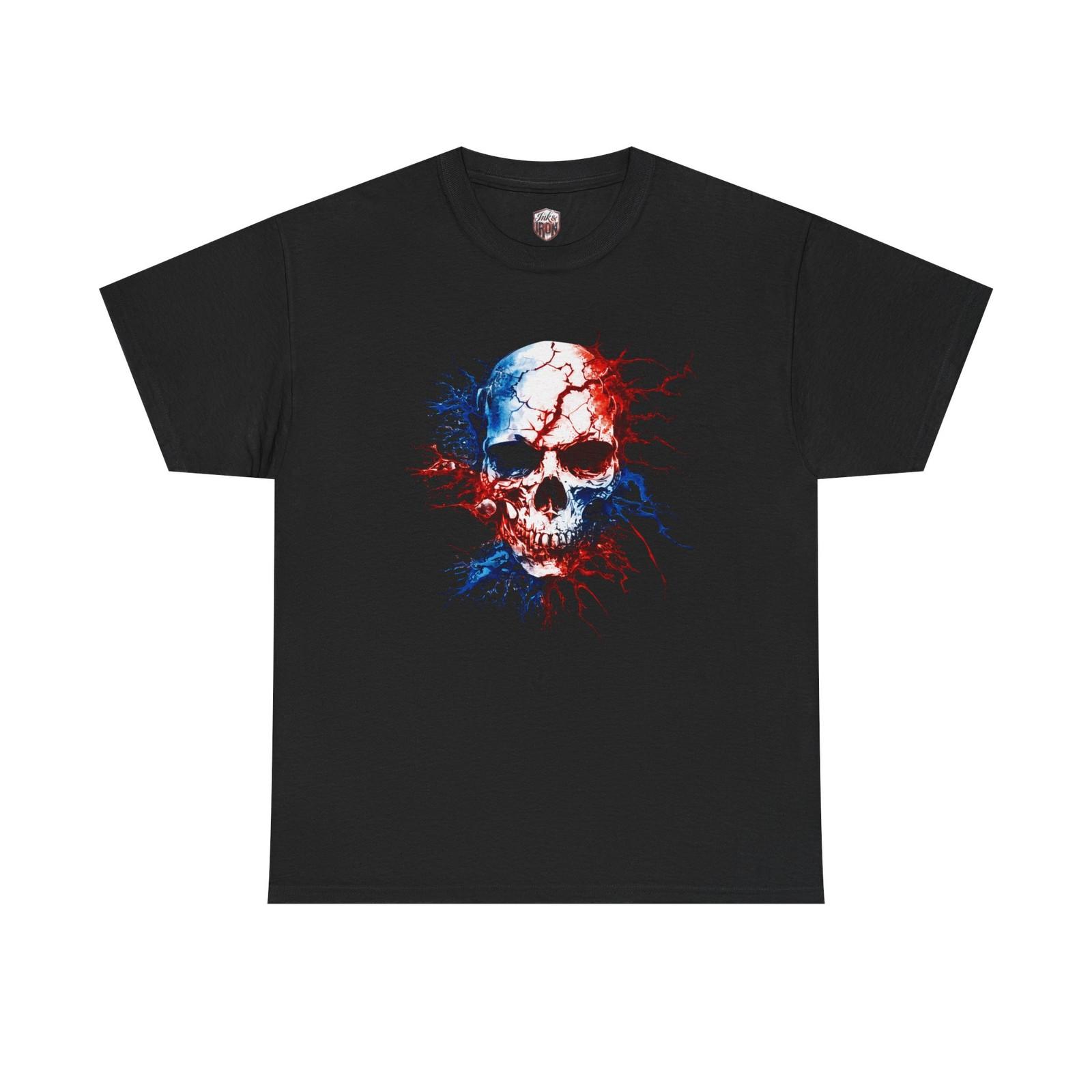 American Flag Skull Tee | Patriotic Grunge Skull Shirt S