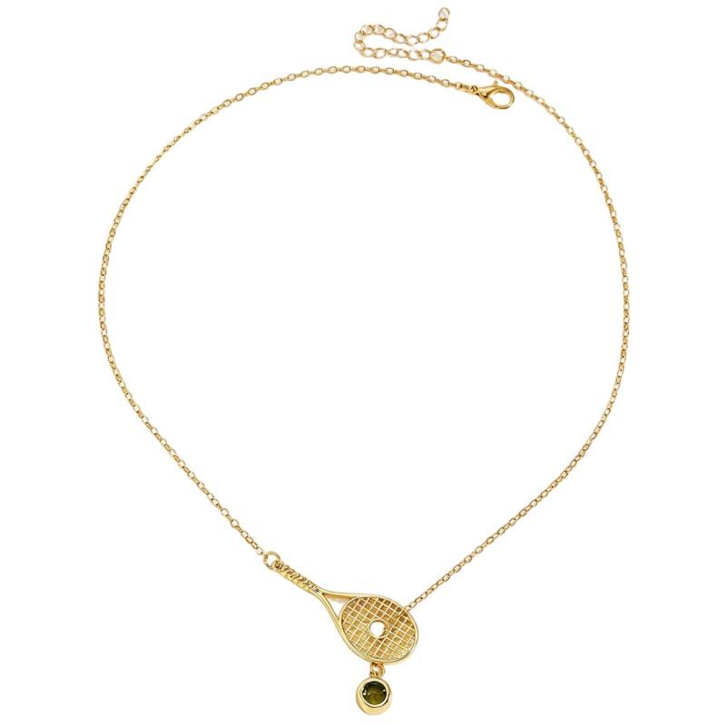 Tennis Racket Shape Necklace Ring Set Women Men Lightweight Hollow Sporty Minimalist Jewelry