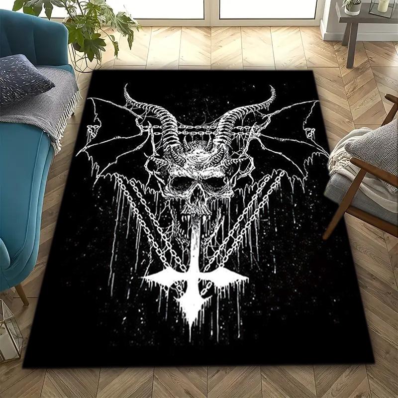 

1PC Skull Dark Gothic Pattern printed Carpet Rug for Living Room Bedroom Home Sofa Decoration,Non-slip Floor Mat Floor mat 40x60cm( 15x23in )