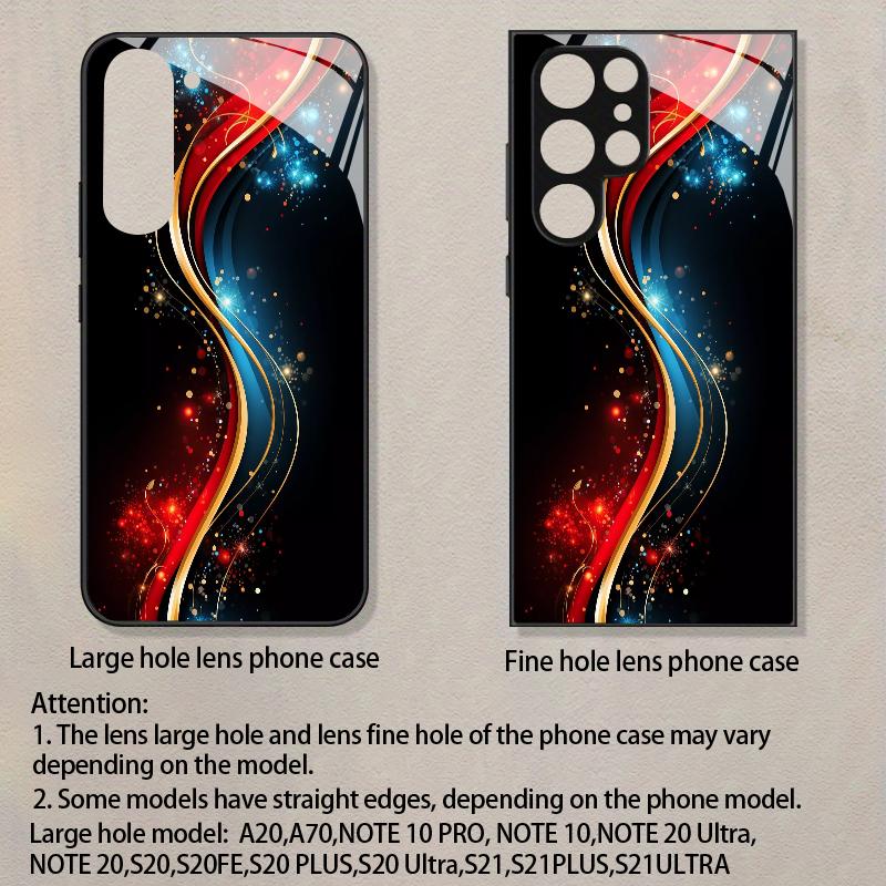 Gold Red Flame Pattern 2D Phone Case for Samsung S26 S25 S24 S23 S22 S21 S20 A56 A36 A16 Tempered Glass Protective Cover