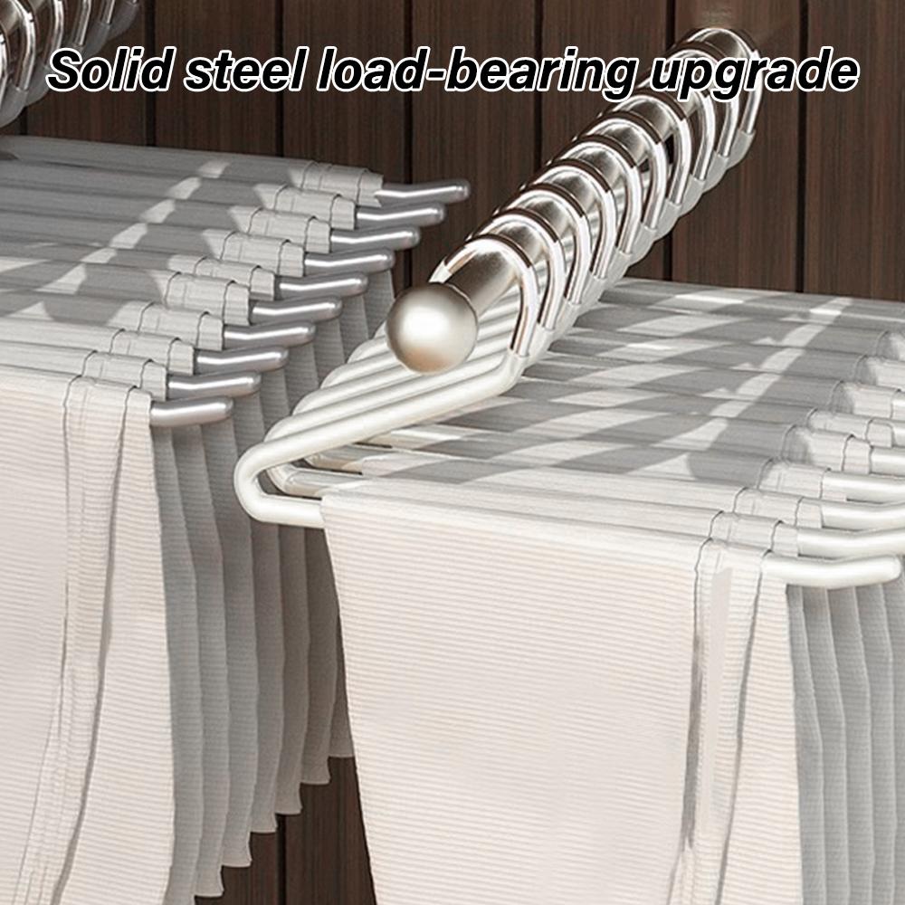 10Pcs Stainless Steel Trouser Hanger Pants Organizer Closet Clothes Towel Drying Rack Wardrobe Space Saving