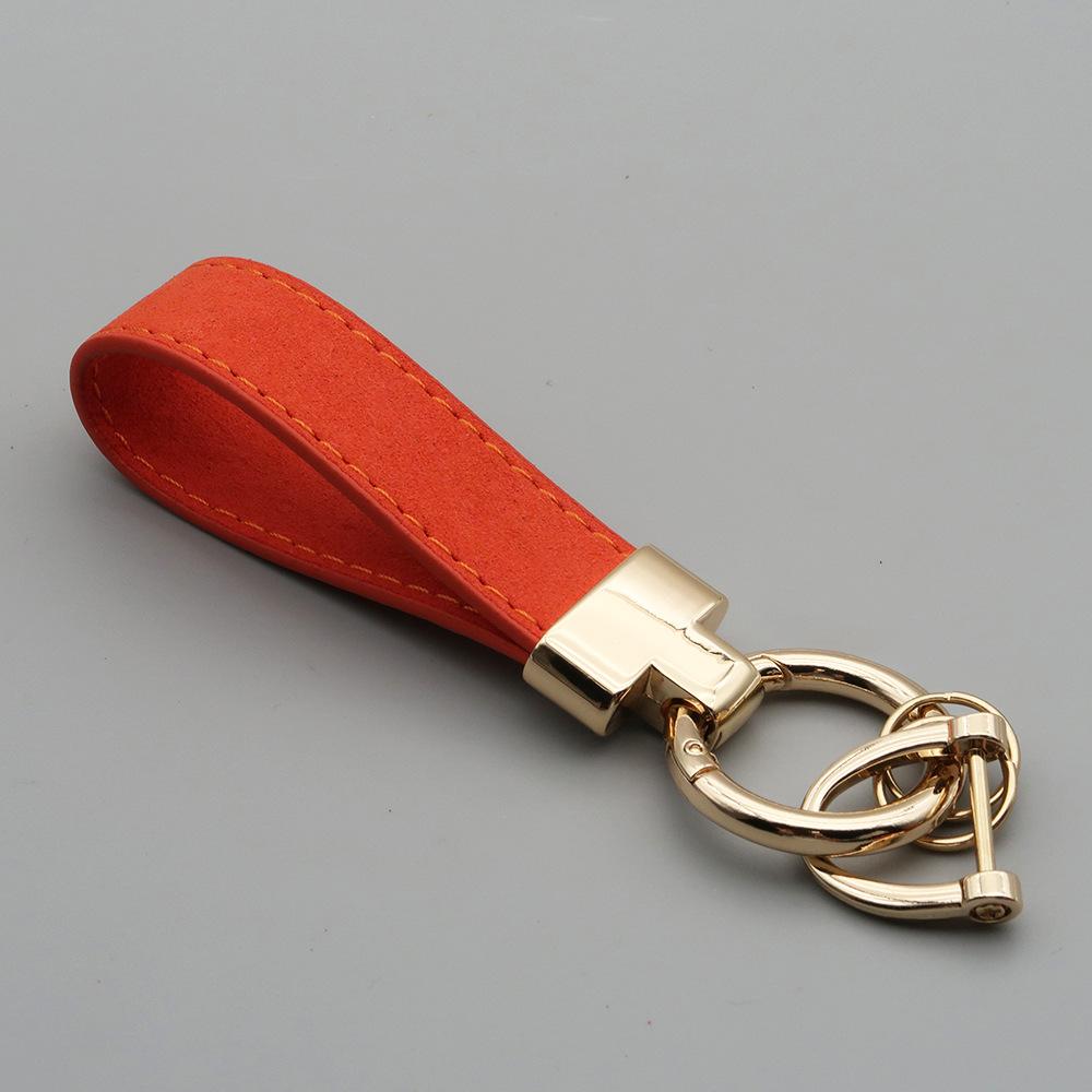 Laser Custom Logo Keyring Box Set Gift Personalized Name Number T Buckle Suede Leather Keychain Bag Car Key Chain Men’s Women‘s