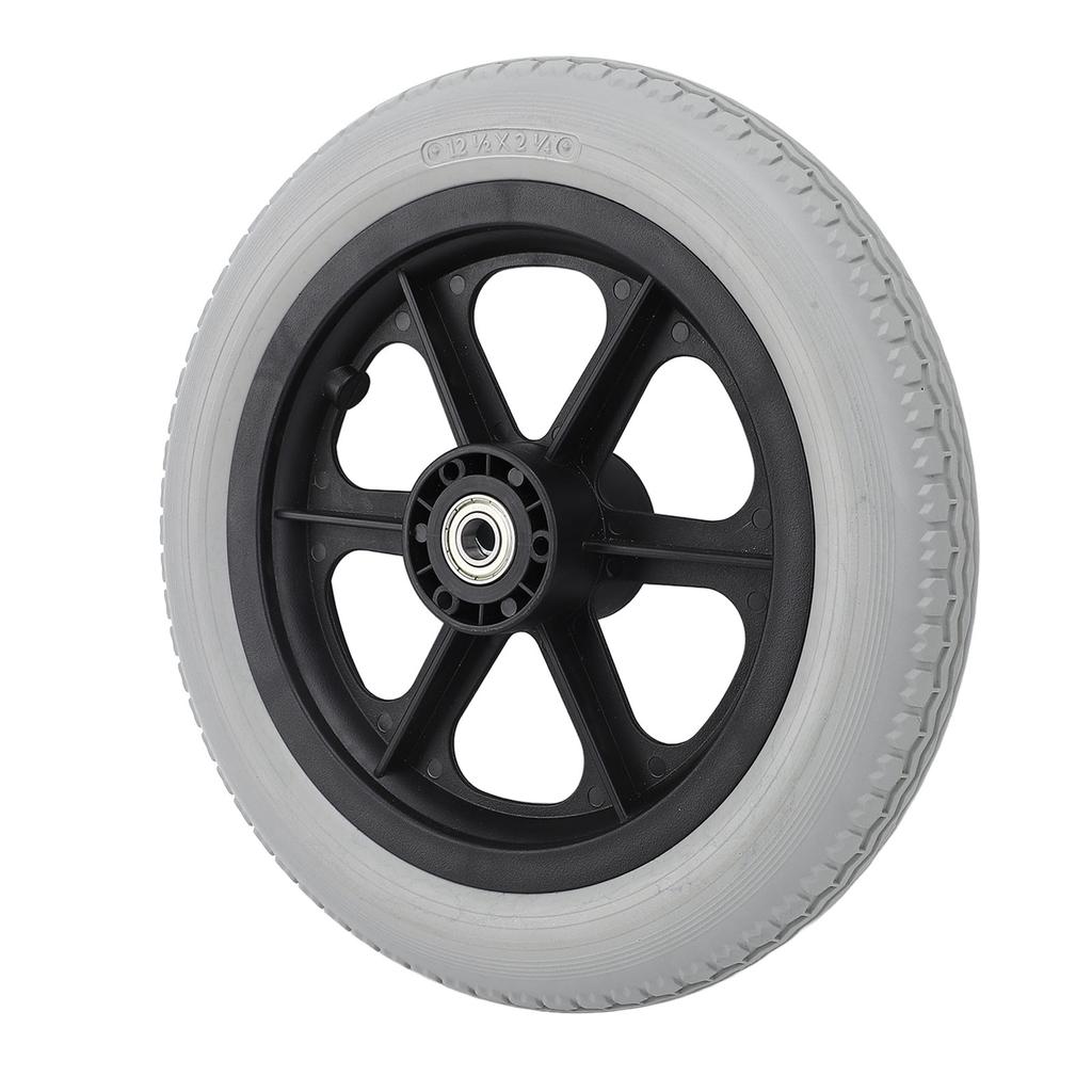 Wheelchair Caster 12in Solid PU Wheel Non Slip Manual Wheelchair Replacement Parts Gray