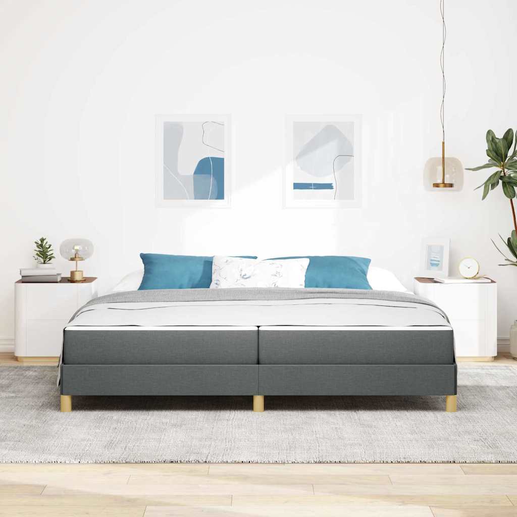 Box Spring Bed with Mattress Dark Gray 200 x 200 cm Fabric