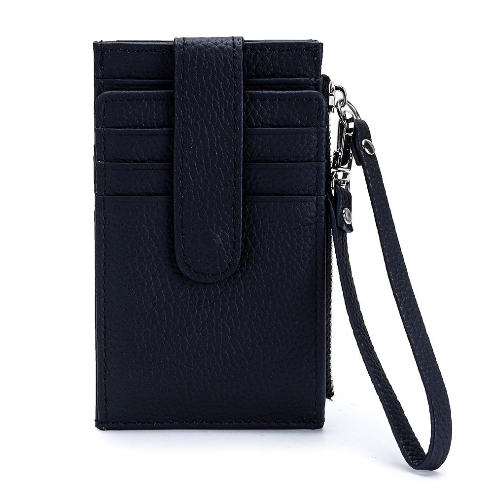 Genuine leather women zipper purse brand design coin purse id card holder Cowhide ladies wallets panelled money wristlet bags