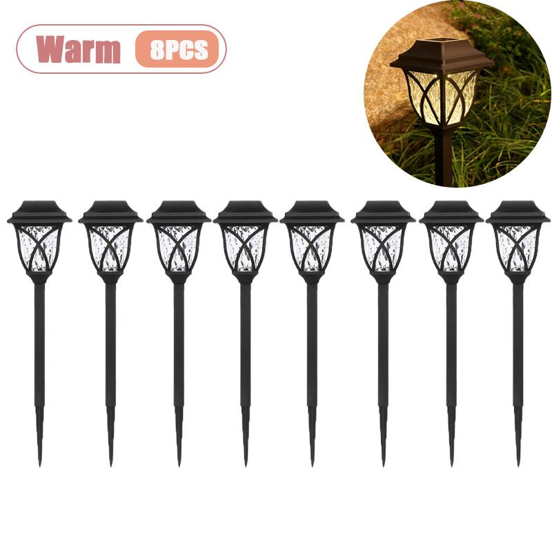 1-8PCS Solar Vintage Pathway Light Outdoor Waterproof LED Stake Lamp for Garden Lawn Villa Decoration Courtyard Ambient Lighting