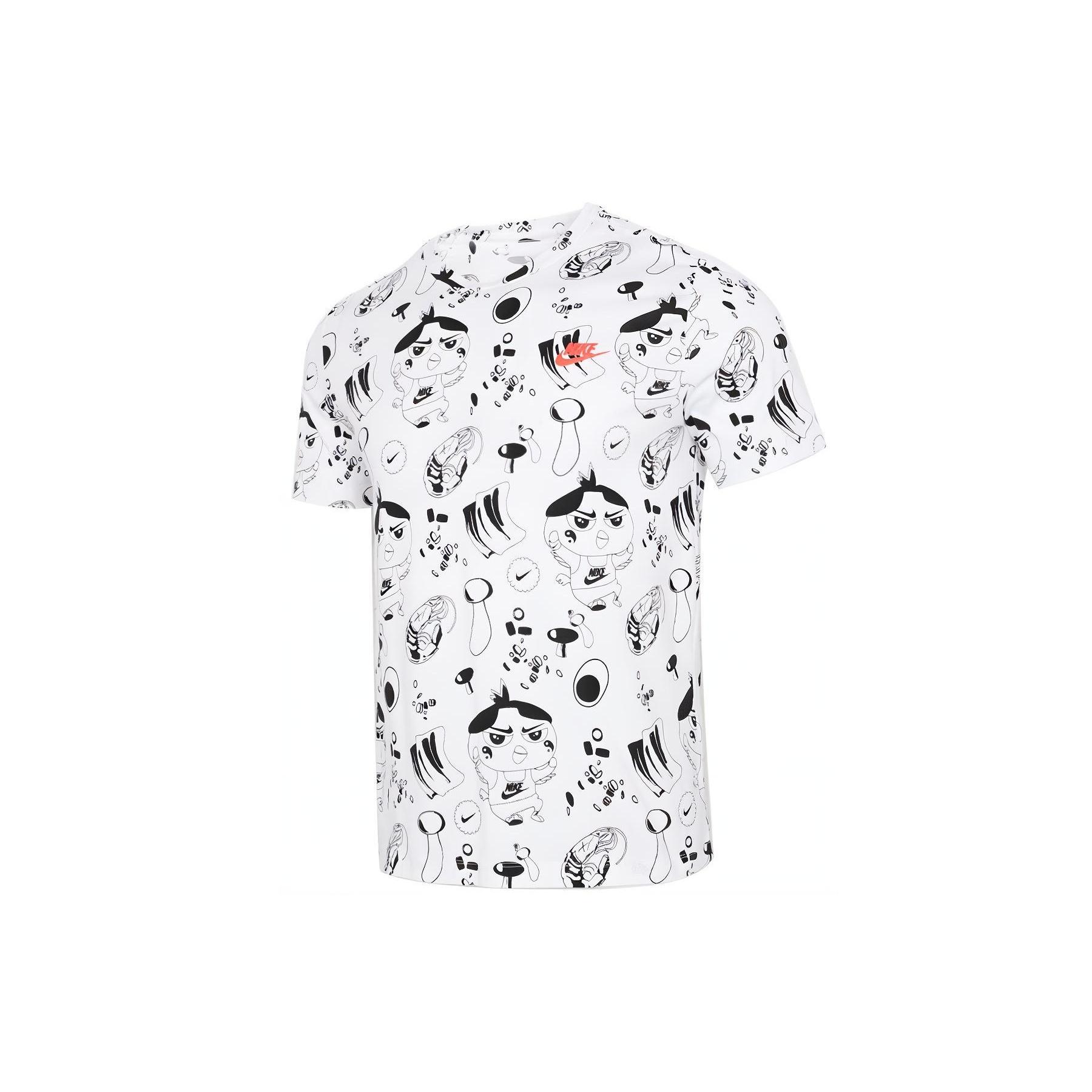 Nike Cartoon Pattern Full Print Sports Short Sleeve White Men s DD1325-100 L