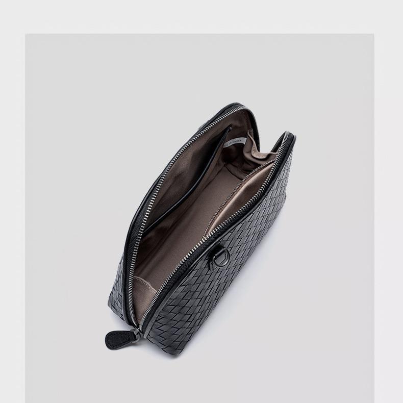 Cross Border Trend New Woven Women's Bag Top Layer Sheepskin Handmade Woven Diagonal Cross Bag Hand-held Makeup Bag