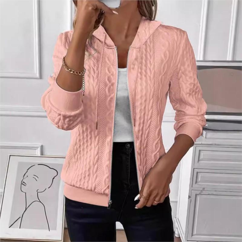 Wome's Jackets Coats Autumn And Winter New Fashion Long Sleeve Knit Zipper Hoodie White Coat Tops Elegant Women Casual Clothing
