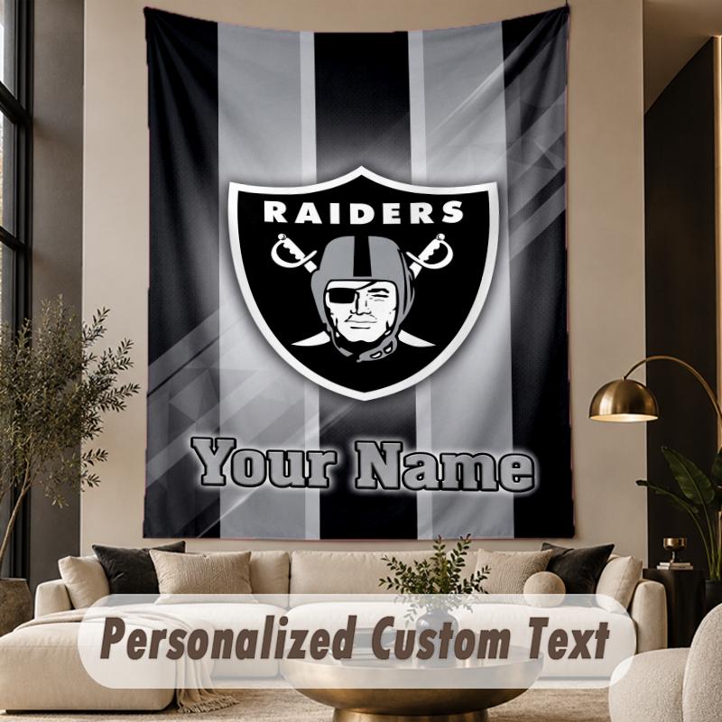 Custom Text Tapestry Las Vegas Raiders Print Wall Tapestry Indoor Living Room Wall Decor