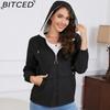 BITCED Hooded Solid-Colour Trench Coat for Women Long-Sleeved Spring/Autumn Lightweight Jacket Casual Style