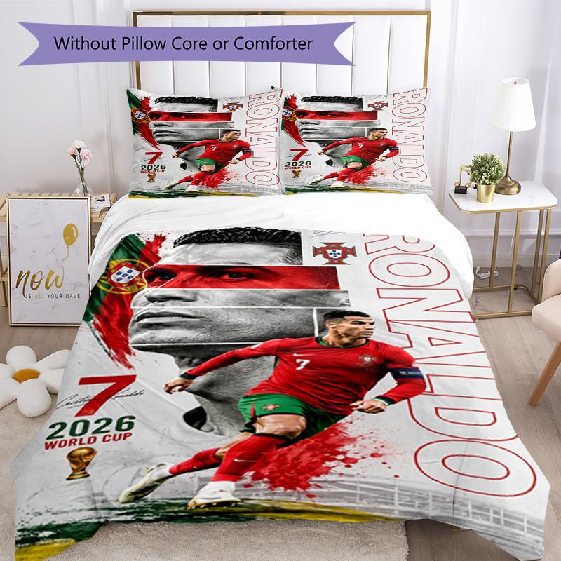 Ronaldo's Cr7 Goal Celebration Bedding Set, Breathable Duvet Cover with Pillowcases, Soft Bed Linen for Bedroom Home Decoration, Perfect Festival Birt