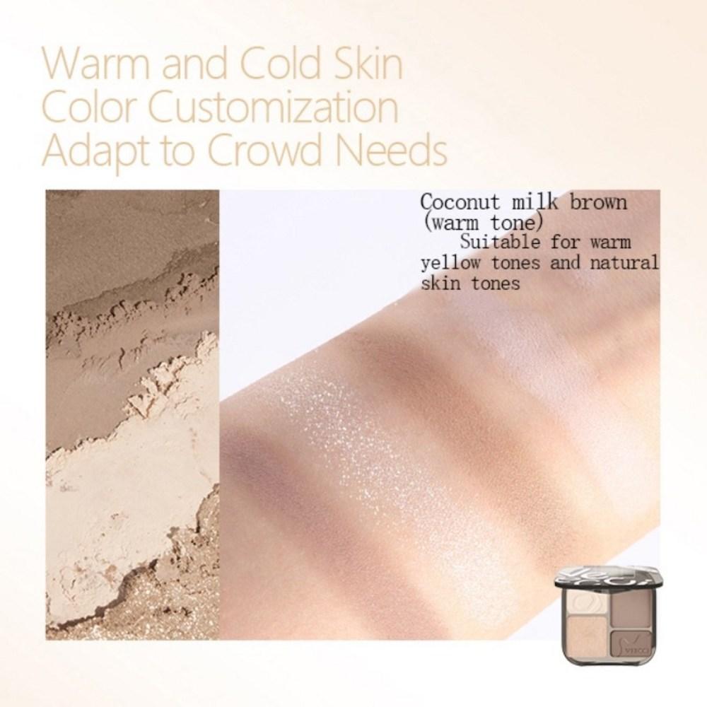 Iluminador VEECCI Highlight Contour Palette Sombra de Nariz Iluminadora Matte Maquiagem Cor Natural Longa Duração Perolada 8g