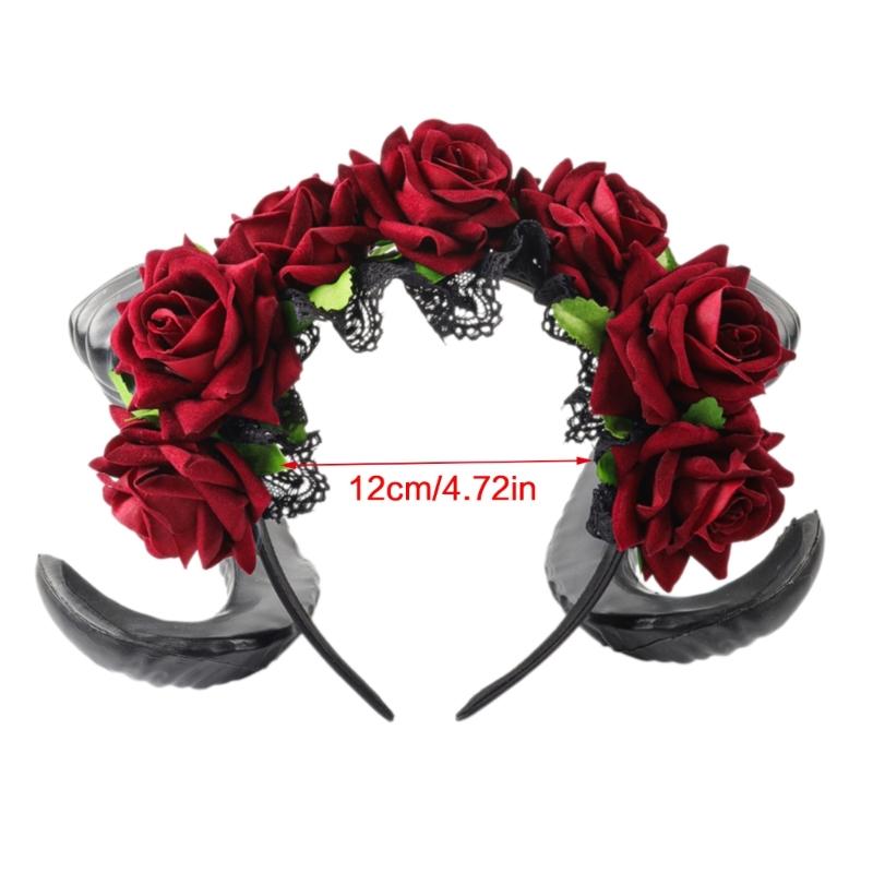Gothic Lace Witch Costume Hair Hoop Gothic Dark Lace Horn Hair Styling for Live Show Headband Carnivals