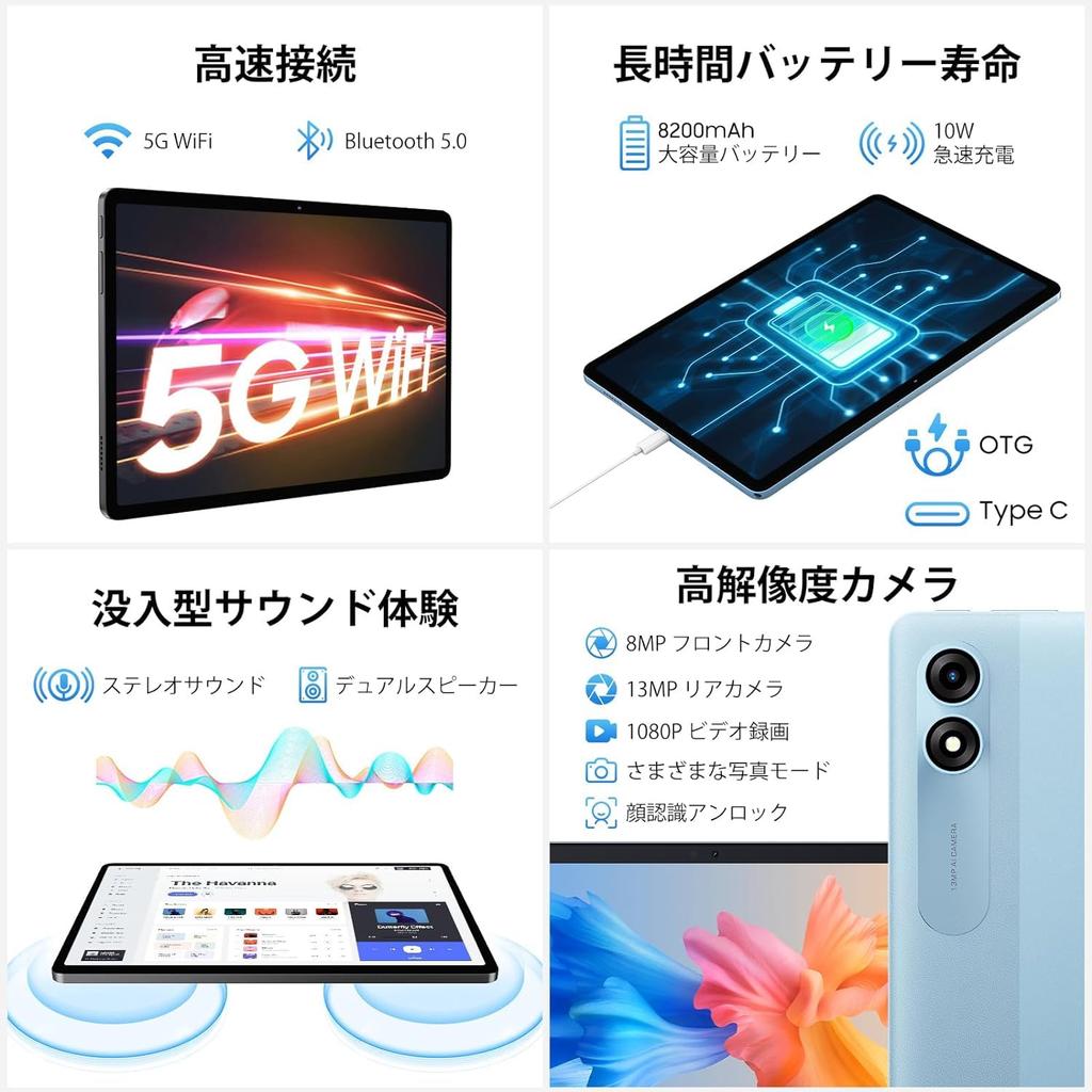 14 Blackview Tab9WiFi 18GB 256GB 2TB FHD IPS Widevine L1 8200mAh PD 10W Charging Camera Wireless Projection Face Recognition Split Screen PC Mode WPS
