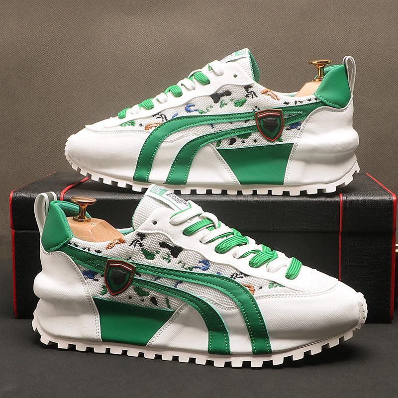 2025 Sneakers Uomo Casual Tela Traspirante Rialzo Interno Scarpe Piattaforma Tendenza Street Cool Colori Misti Scarpa da Skateboard