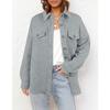 Womens Solid Color Diamond Pocket Casual Buttoned Collared Jacket