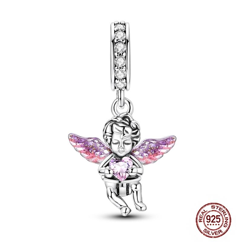 Pink Butterfly Charms Beadscopper Original Heart-Shaped Dog Paw Travel Charm Fit Bracelets Pendant For Women Jewelry Making