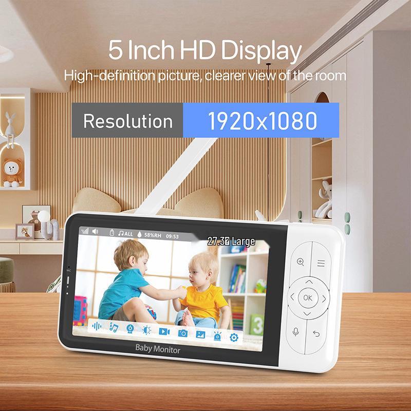 HD 5-Inch Wireless Baby Monitor with WiFi, Two-Way Talk, Night Vision, and Tuya Remote Monitoring