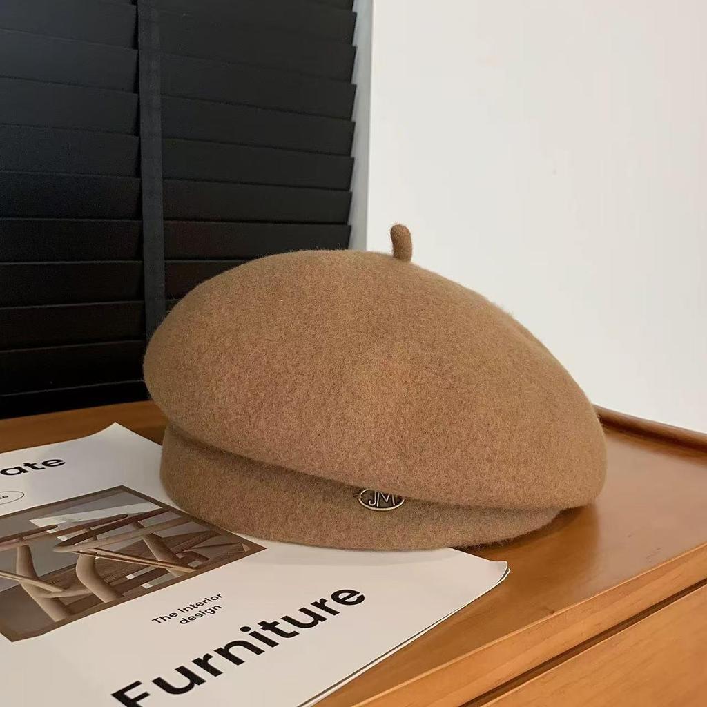 Women's Retro Wool Beret - Autumn/Winter, Large Fit for Slimming Effect, Versatile Fashion Wool Felt Painter Hat