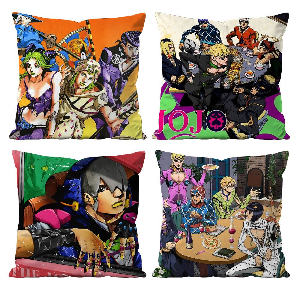 Anime j-jojo family Pillow Case Anti-dustmite Pillowcase Invisible zipper silky short plush Sofa cushion cover