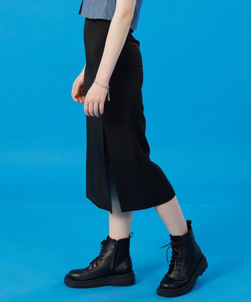 Collet Women Cooling Refrigerator Slim Semi-Slit Long Skirt [Black] Long Skirt Ver.