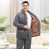 YUZHAOLIN Men's Thickened Three-Layer Fleece Thermal Pajama Set