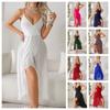 Elegantes V-Ausschnitt Nachthemd mit hohem Schlitz, rückenfrei, ärmellos, sexy Cami, Damen-Loungewear 683, anspruchsvolle, schmeichelhafte Nachtwäsche für selbstbewusste Frauen