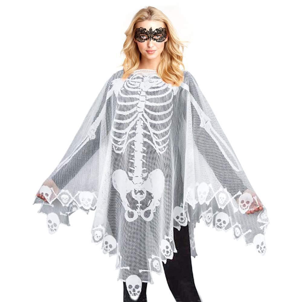 Skull Lace Halloween Shawl Womens Gift Props Loose Cape Party Costume Stage