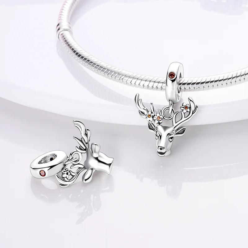 

Elegant Lovely Sika Deer Pendant Plata R Genuine Bead Fits Genuine Charm Bracelets Bead Jewellery Gift For Women