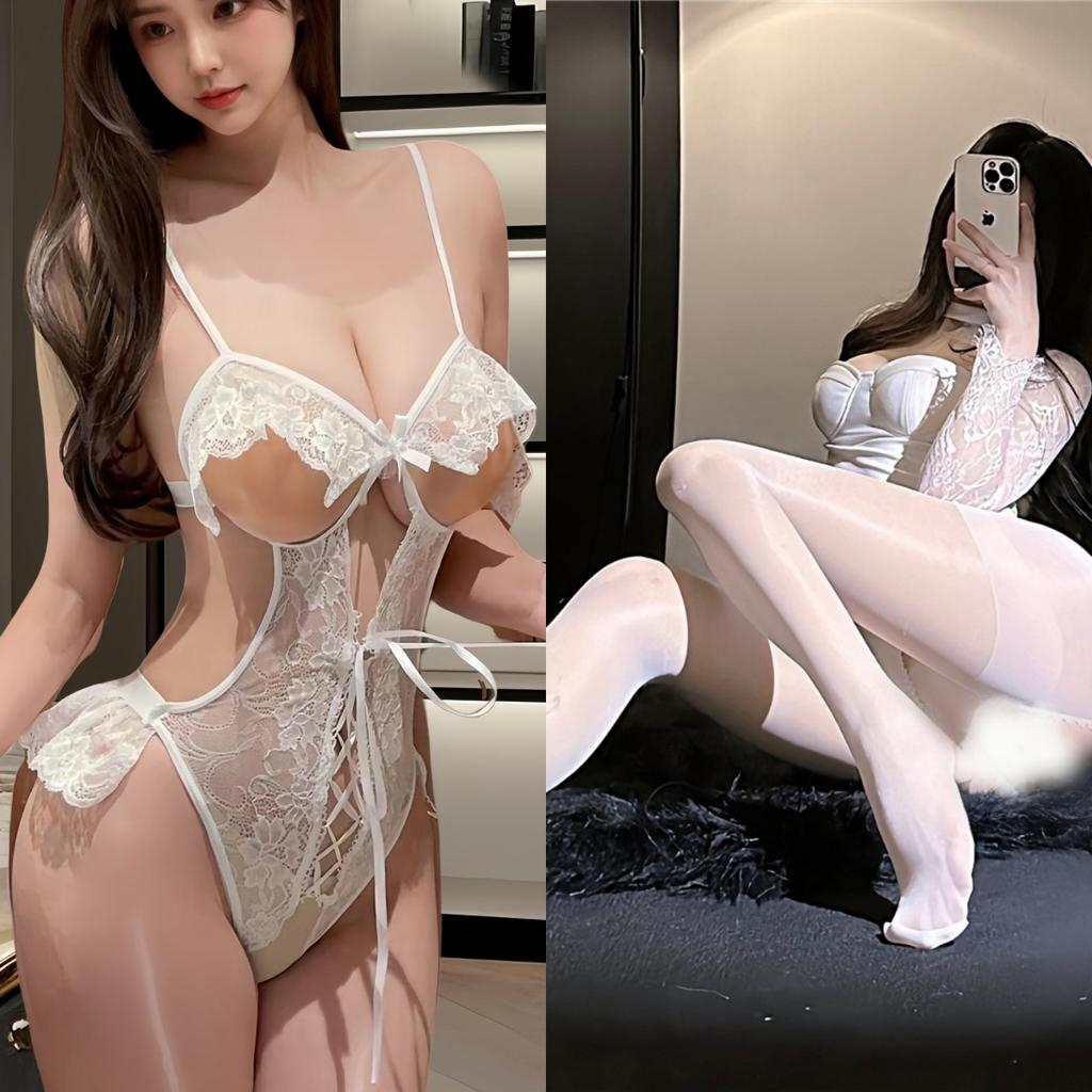 Sexy underwear Sexy small chest steel ring onesie Passion temptation Hollow breast suspender Lace free suit women