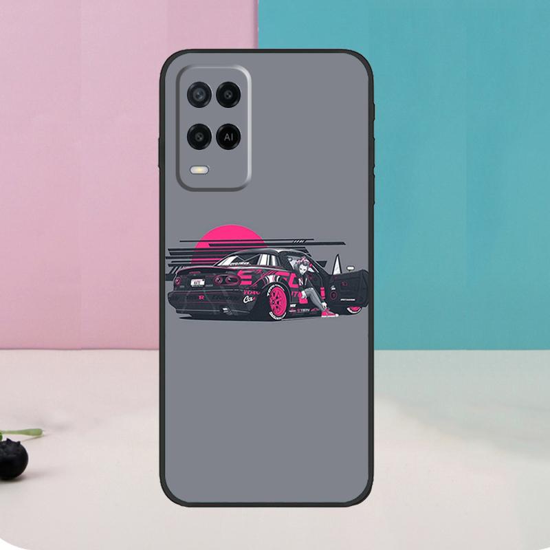 Sports Car JDM Tokyo Drift Case For Oppo A74 A54 A94 A80 A60 A40 A18 A38 A58 A78 A98 A96 A76 A16 A15 A17 A57 A5 A6 Pro