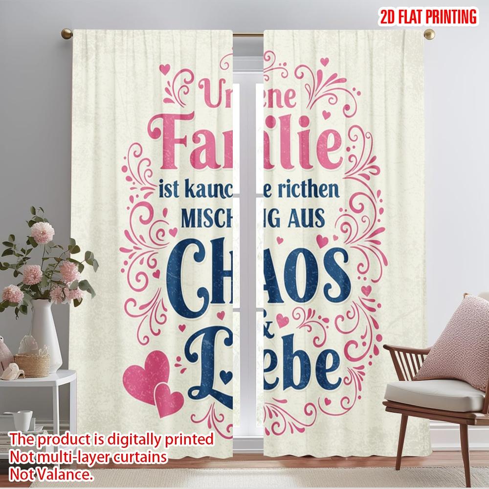 

2pcs 2D flat printing Drapes Family Chaos Love Heart 100% Polyester Without Electricity Family Party for Holiday Home Decor & 52.50×116.00 CM 2pcs