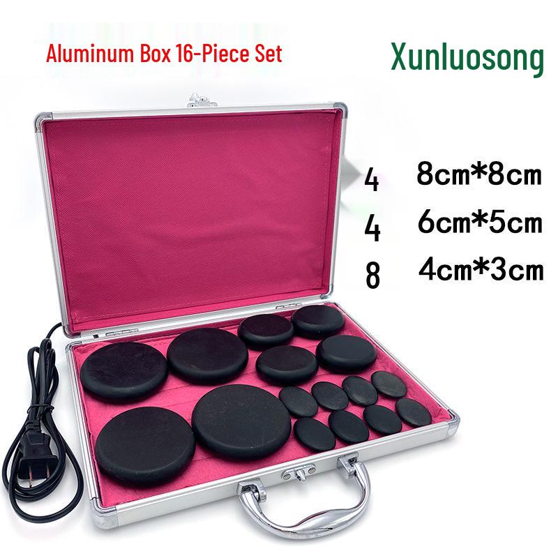 20-Piece Volcanic Massage Stone Set with Essential Oil Warmer & Aluminum Heater