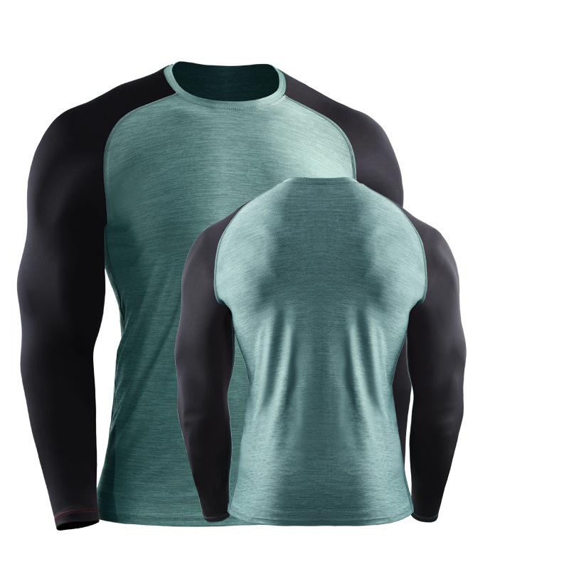

Мужские футболки для бега с длинными рукавами, леггинсы, обтягивающая спортивная одежда, джерси для бега, быстросохнущая одежда для спортзала XL зелёный
