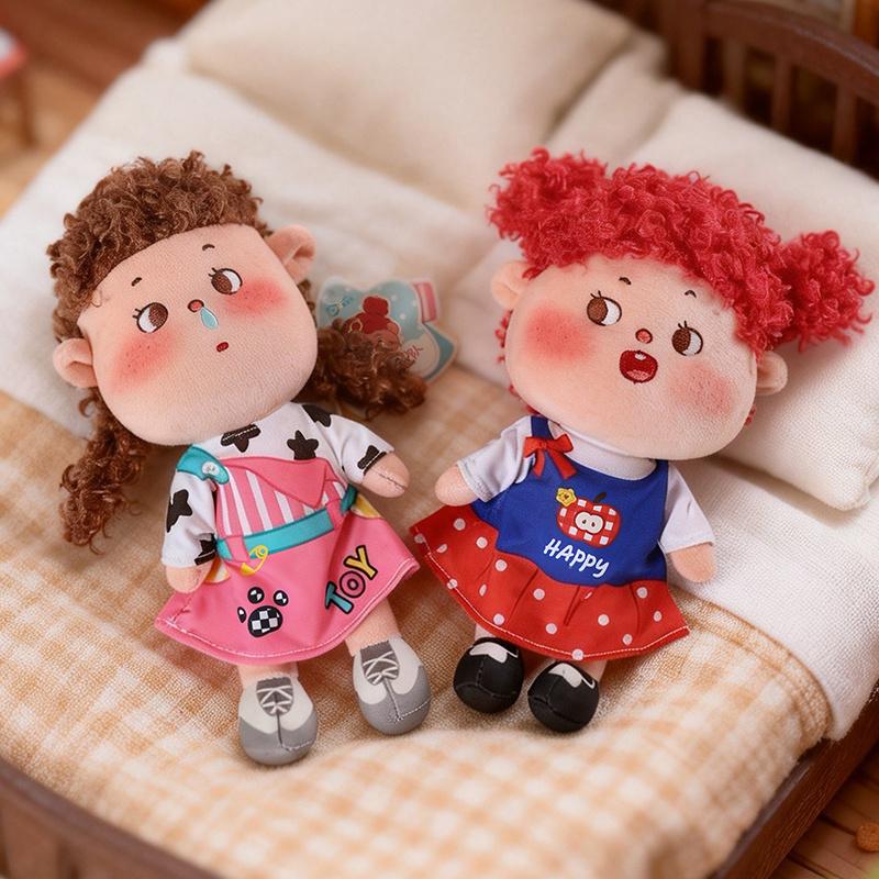 Blonde Boy & Brown Red Yellow Hair Girl Plush Doll - Soft Fluffy Stuffed Toy, Cute Collectible Doll for Kids & Display