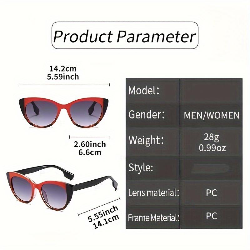Glossy Red Black Color-Block Gradient Cat-Eye Sunglasses - Chic Women's Glasses with Anti-Glare Lenses for Fashionable Travel