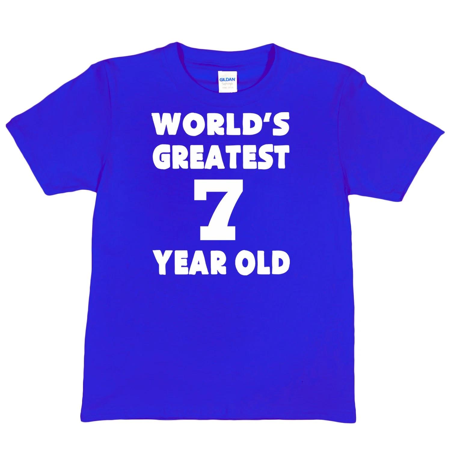 Happy Birthday Tee Age 7 7th Birthday T-shirt Gift Worlds Greatest 7 Year Old L