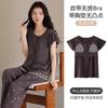 Pure Cotton Pajamas with Chest Pads, Women's Summer Short-sleeved Trousers, Thin Summer Can Be Worn Outside, High-end Loungewear Set