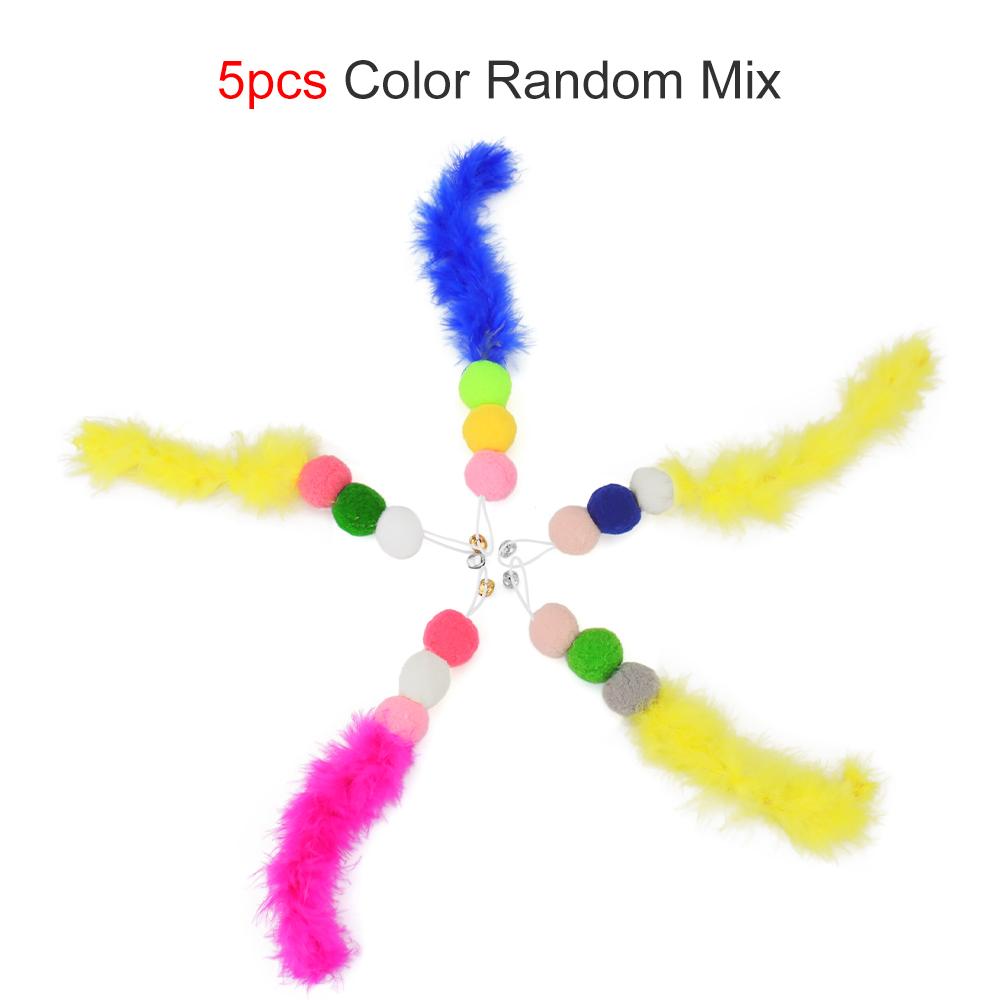 5pcs Feather Ball Accessories For Cat Toy Funny Cat Stick Replace Plush Mouse Teaser Stick Replacement Interactive Pet Toy