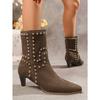 Women's Plus Size New Autumn Nubuck Rivet Stiletto Mid-Calf Martin Boots