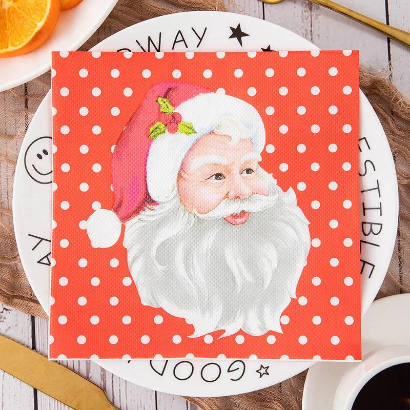 100PCS Christmas Paper Napkins 33X33CM Disposable Snowman Snowflake Reindeer Dinner Napkins Paper Hand Towels for Christmas