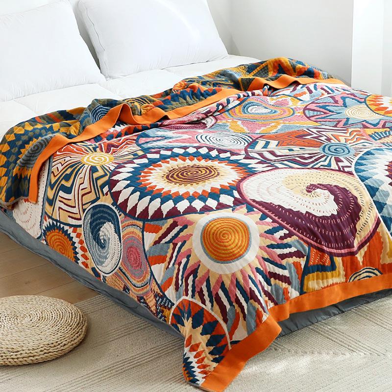 Minimalist Gauze Cotton Summer Quilt Blanket - Lightweight Air Conditioning Nap Cover.