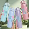 1PC Big Sister Soft Pastel Text Art Print 750ml Color Plastic Sports Water Bottle Leakproof Flip Straw Lid Suitable for Sports Office Home Use