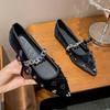 Metal Chain Design Pointed Toe Ballet Shoes Women Luxury Rhinestone Decoration Flats Mary Jane Shoes Fashion Banquet Dress Shoes
