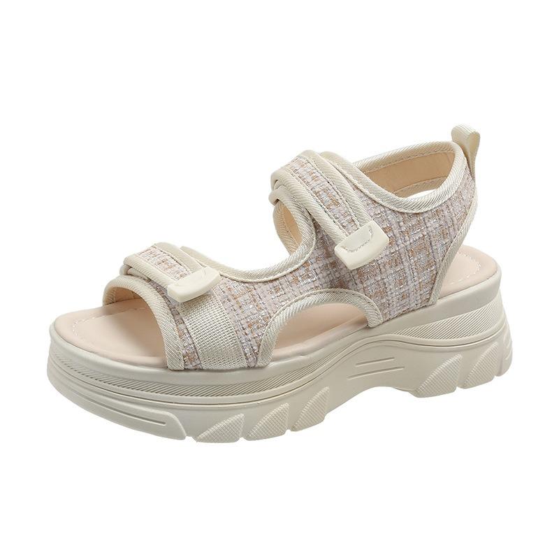 New heightening fish mouth sandals wear muffin platform sports and leisure sandals summer Velcro beach shoes