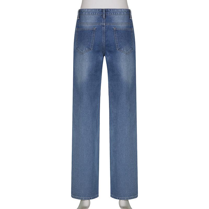 Trendy 2022 European & American Wide-Leg Printed Women's Jeans