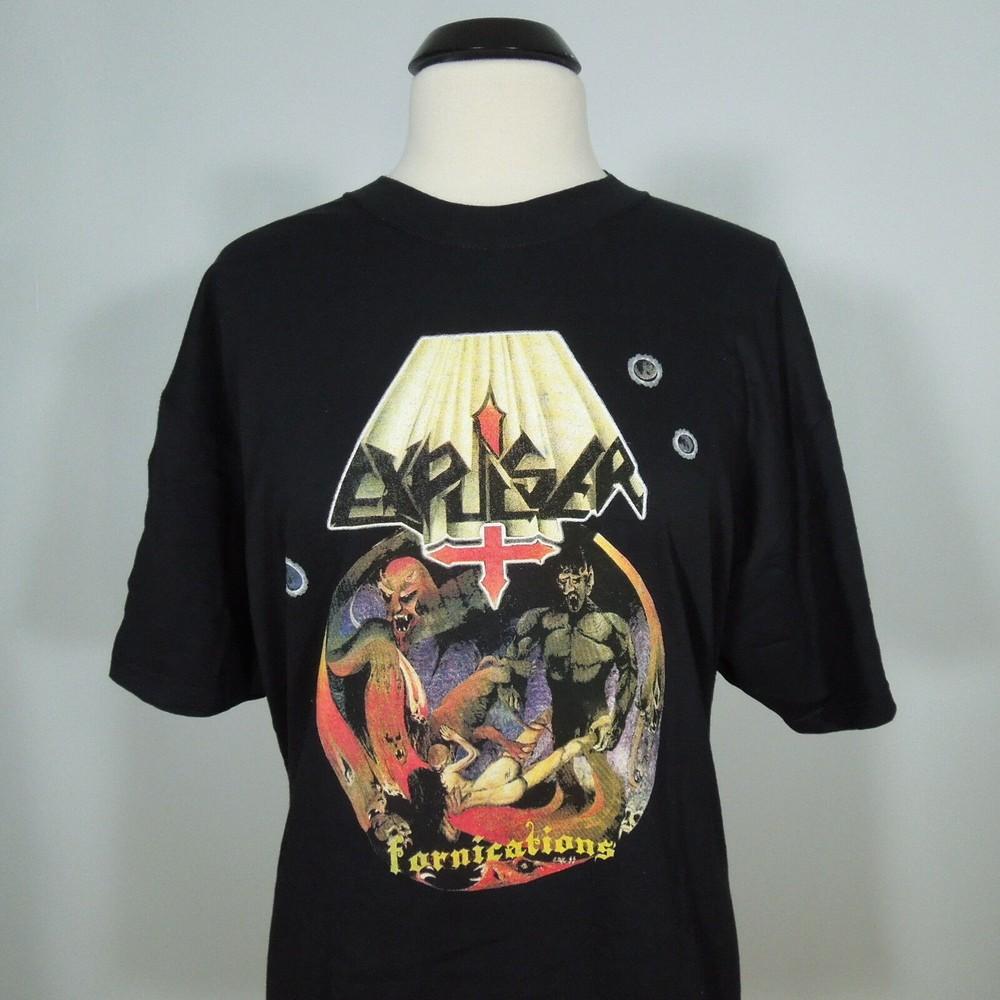EXPULSER Fornications XL T-Shirt Black Mens Band Logo Unisex T-Shirt XL