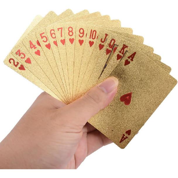VGEBY1 Poker Cards, Luxury Fake Gold Plating Waterproof Poker Playing Cards with Box for Table Game (Euro)