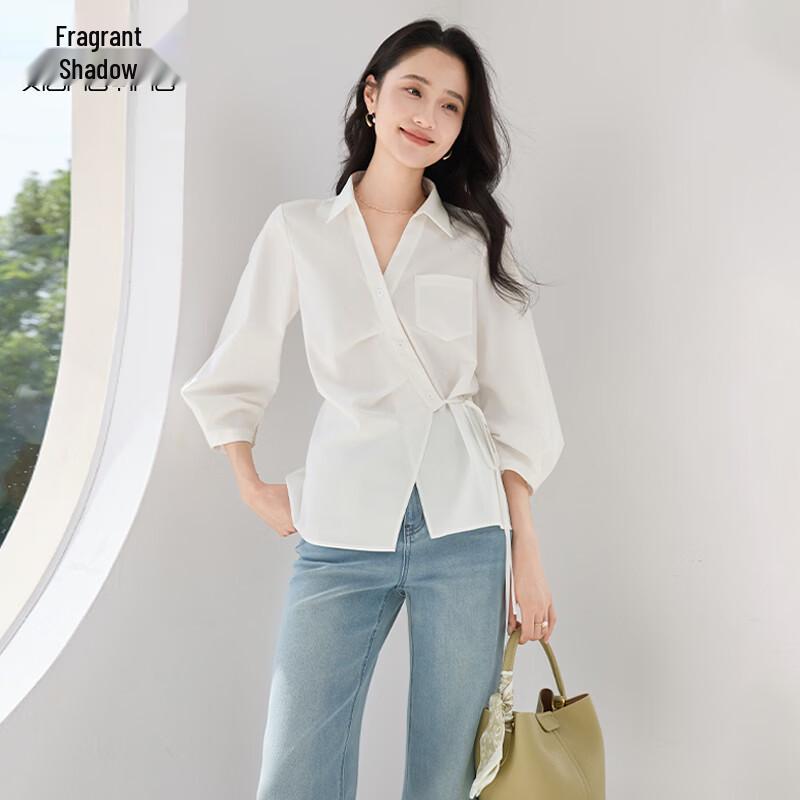 Женская белая блузка с пышными рукавами Xiangying L
